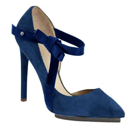 LAMB Nadeen Blue Suede High Heel Pump Size 10M - Picture 1 of 7